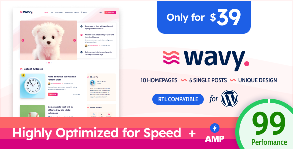 Wavy - Modern & Lightweight Blog WordPress Theme